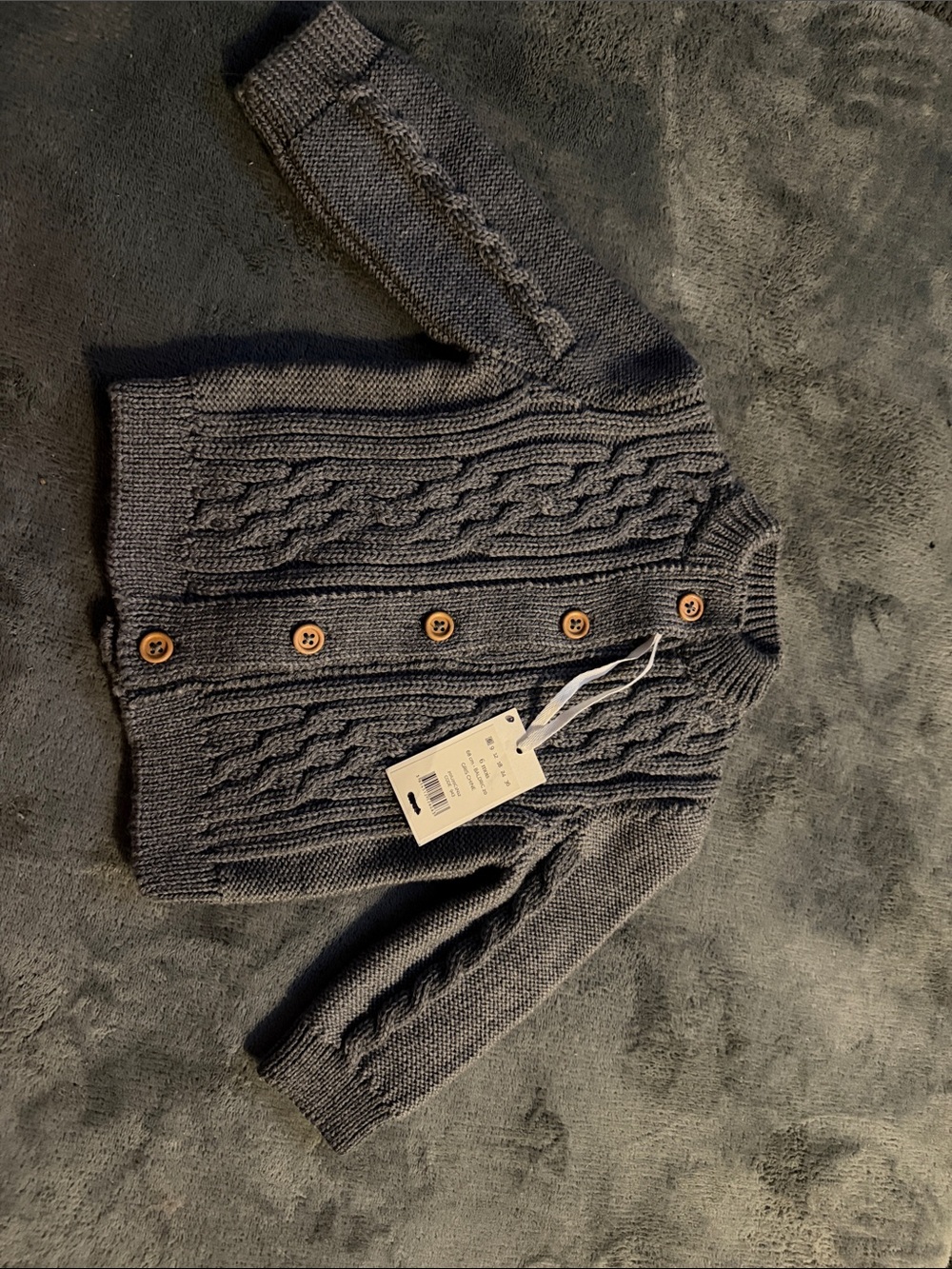 Kids Cable-Knit Button Cardigan Sweater - Gray